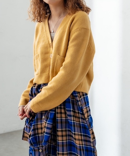 mystic（ミスティック）の「ポケットショートカーディガン（カーディガン/ボレロ・レディース・チャコールグレー/パープル/オフホワイト/イエロー/ラベンダー・FREE）」の10枚目の写真