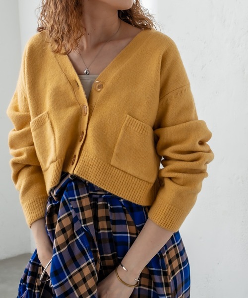 mystic（ミスティック）の「ポケットショートカーディガン（カーディガン/ボレロ・レディース・チャコールグレー/パープル/オフホワイト/イエロー/ラベンダー・FREE）」の11枚目の写真