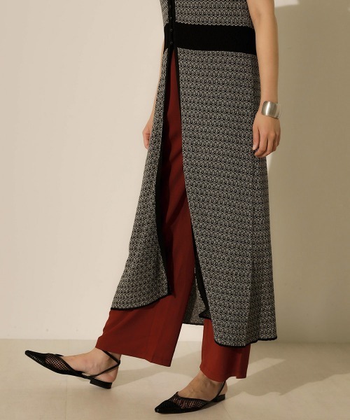 Bou Jeloud（ブージュルード）の「幾何柄ジャガードロングジレ（ベスト・レディース・ブラック/ベージュ・FREE）」の7枚目の写真