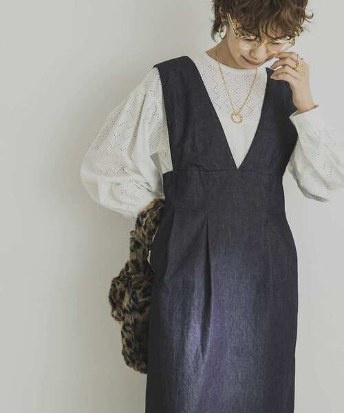 URBAN RESEARCH（アーバンリサーチ）の「ライトデニムジャンパースカート（ワンピース・レディース・インディゴブルー/ブルー・FREE）」の3枚目の写真