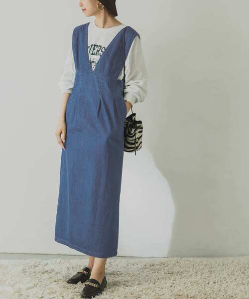 URBAN RESEARCH（アーバンリサーチ）の「ライトデニムジャンパースカート（ワンピース・レディース・インディゴブルー/ブルー・FREE）」の16枚目の写真