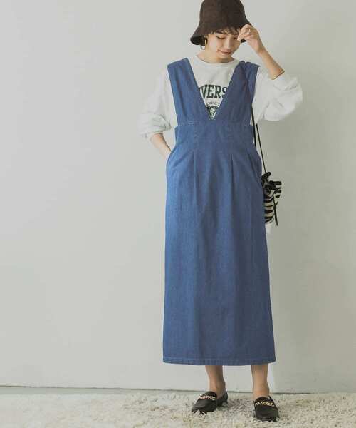 URBAN RESEARCH（アーバンリサーチ）の「ライトデニムジャンパースカート（ワンピース・レディース・インディゴブルー/ブルー・FREE）」の17枚目の写真