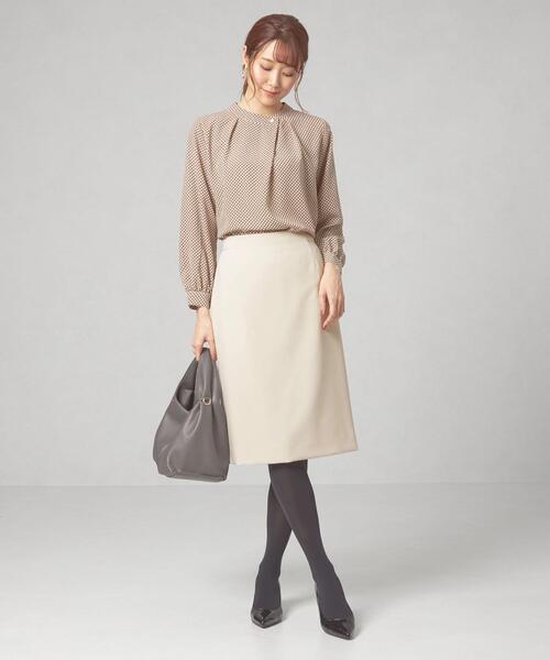 closet story(クローゼットストーリー)の「<closet story(クローゼットストーリー)>ダブルクロス タイトスカート -ウォッシャブル-(スカート・レディース・ナチュラル/ネイビー/ベージュ・S/M/L)」の4枚目の写真