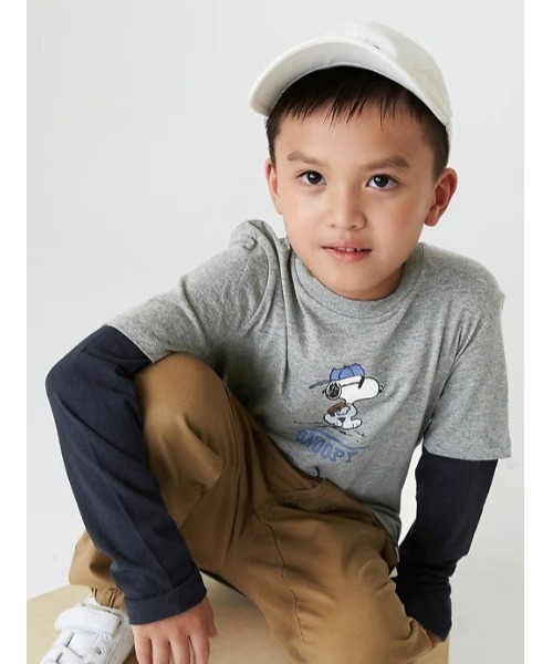 GAP（ギャップ）の「スヌーピー 2イン1 Tシャツ (キッズ)（Tシャツ/カットソー・キッズ・レッド/ヘザーグレー/ダークブルー/オフホワイト・S/L/M/XL/XXL）」の2枚目の写真