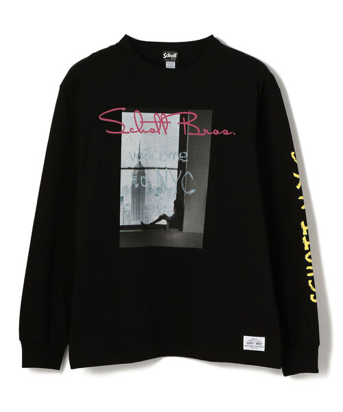 schott（ショット）の「Schott/ショット/PHOTO LS T-SHIRT WINDOW"/フォトロンT ウィンドウ"（Tシャツ/カットソー・メンズ・ホワイト/ブラック/ライトブルー・MEDIUM/LARGE/X-LARGE）」の3枚目の写真