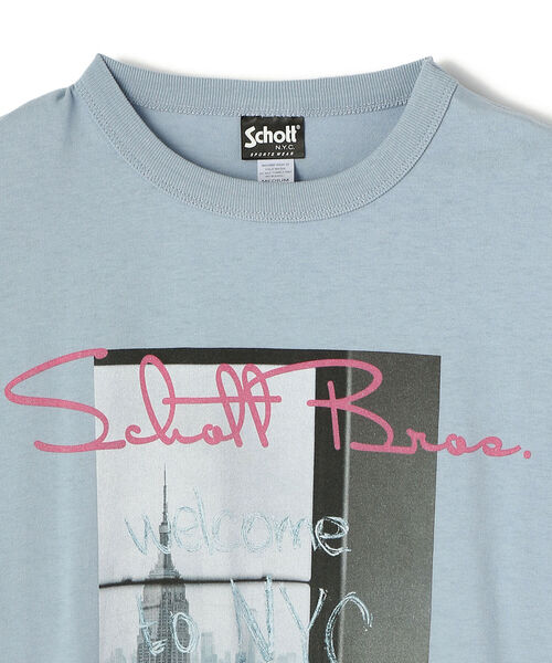 schott（ショット）の「Schott/ショット/PHOTO LS T-SHIRT WINDOW"/フォトロンT ウィンドウ"（Tシャツ/カットソー・メンズ・ホワイト/ブラック/ライトブルー・MEDIUM/LARGE/X-LARGE）」の5枚目の写真