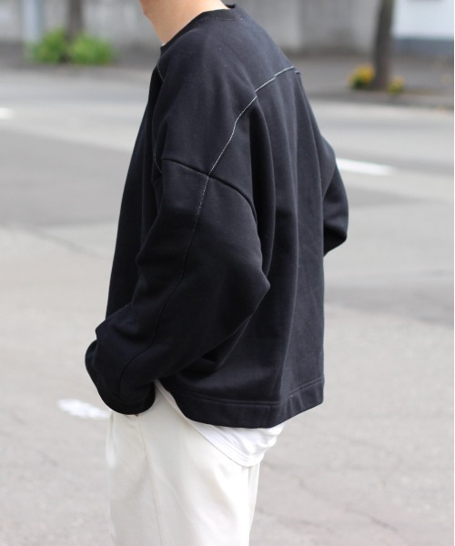 y/m by れぽすけ(イムバイレポスケ)の「クルーネックステッチスウェット(スウェット・メンズ・ブラック/ホワイト・LARGE/MEDIUM)」の22枚目の写真