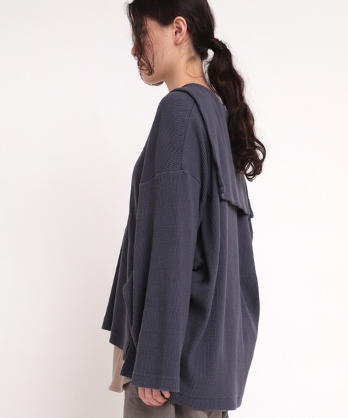 RNA-N（アールエヌエーエヌ）の「M1760 針抜きセーラープルオーバー（Tシャツ/カットソー・レディース・ダークネイビー/キャメル/オフホワイト・MEDIUM）」の6枚目の写真