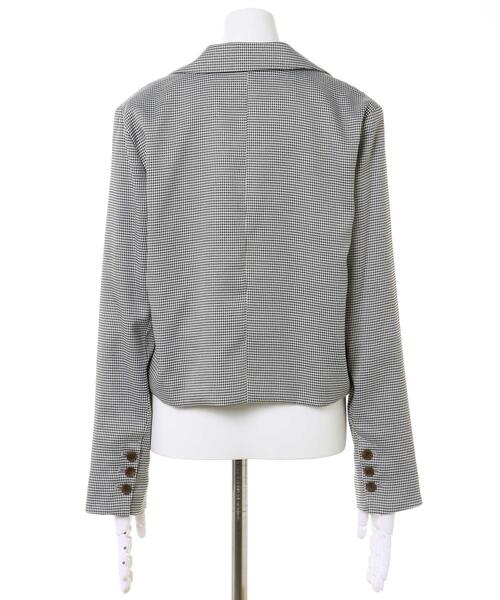 MLI'A（エムリア）の「ショートテーラードビッグジャケット／千鳥格子柄あり(セットアップ対応)（テーラードジャケット・レディース・ホワイト系5/モカ/ブラウン系9/ブラック・M）」の7枚目の写真