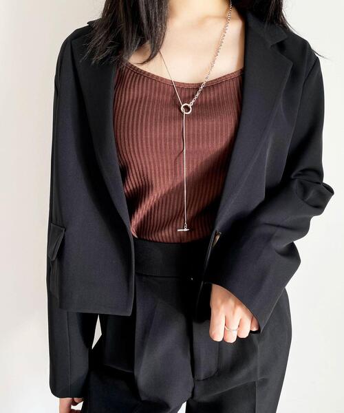 MLI'A（エムリア）の「ショートテーラードビッグジャケット／千鳥格子柄あり(セットアップ対応)（テーラードジャケット・レディース・ホワイト系5/モカ/ブラウン系9/ブラック・M）」の11枚目の写真