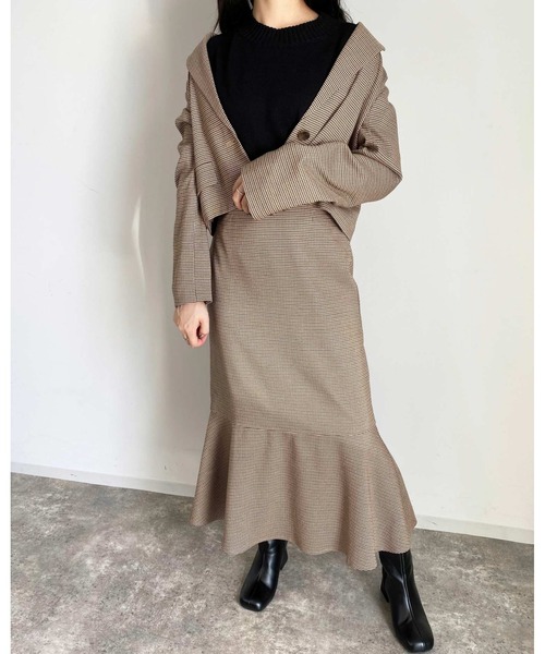 MLI'A（エムリア）の「ショートテーラードビッグジャケット／千鳥格子柄あり(セットアップ対応)（テーラードジャケット・レディース・ホワイト系5/モカ/ブラウン系9/ブラック・M）」の20枚目の写真