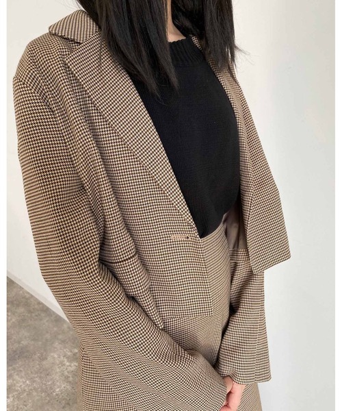 MLI'A（エムリア）の「ショートテーラードビッグジャケット／千鳥格子柄あり(セットアップ対応)（テーラードジャケット・レディース・ホワイト系5/モカ/ブラウン系9/ブラック・M）」の21枚目の写真