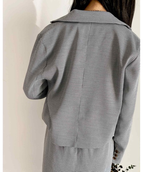 MLI'A（エムリア）の「ショートテーラードビッグジャケット／千鳥格子柄あり(セットアップ対応)（テーラードジャケット・レディース・ホワイト系5/モカ/ブラウン系9/ブラック・M）」の14枚目の写真