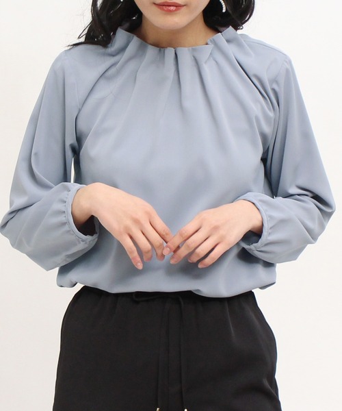 LOUISE ODIER(ルイーズオディール)の「とろみハイネックブラウス(シャツ/ブラウス・レディース・ホワイト/チャコール/ミント/グレイッシュベージュ/サックスブルー/ピンク系その他・MEDIUM/LARGE)」の7枚目の写真