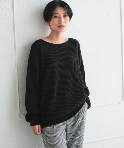 LEPSIM(レプシィム)の「なめらかタッチドレープニット 957808(ニット/セーター・レディース・ブルーグリーン/ブラック/モカ/グレイッシュベージュ・FREE)」の2枚目の写真