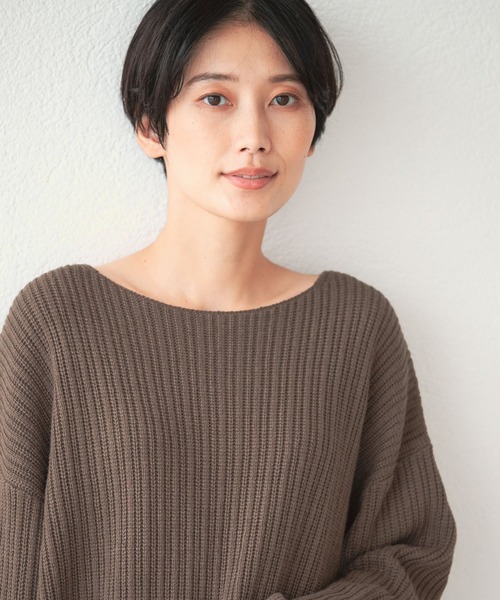 LEPSIM(レプシィム)の「なめらかタッチドレープニット 957808(ニット/セーター・レディース・ブルーグリーン/ブラック/モカ/グレイッシュベージュ・FREE)」の3枚目の写真
