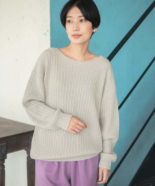 LEPSIM(レプシィム)の「なめらかタッチドレープニット 957808(ニット/セーター・レディース・ブルーグリーン/ブラック/モカ/グレイッシュベージュ・FREE)」の9枚目の写真