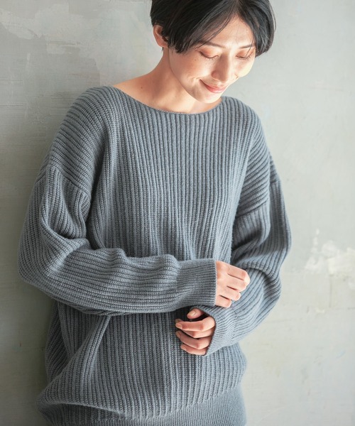 LEPSIM(レプシィム)の「なめらかタッチドレープニット 957808(ニット/セーター・レディース・ブルーグリーン/ブラック/モカ/グレイッシュベージュ・FREE)」の11枚目の写真