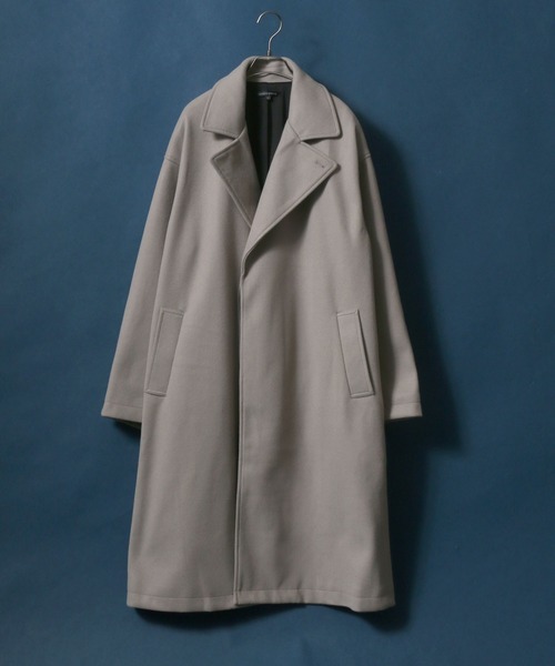 ANPAS（アンパス）の「Stretch Melton Oversize Long Chester Coat/ストレッチメルトン オーバーサイズ 比翼仕立て ロングチェスターコート（チェスターコート・メンズ・ブラック/モカ/グレイッシュベージュ・M/L）」の12枚目の写真