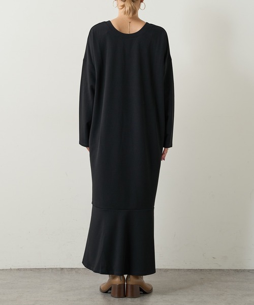 Omekashi(オメカシ)の「Onf(オンフ) カットジョーゼットペプラムドレス(ワンピース・レディース・ブラック/ブラウン・38/36)」の6枚目の写真