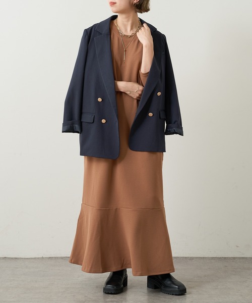 Omekashi(オメカシ)の「Onf(オンフ) カットジョーゼットペプラムドレス(ワンピース・レディース・ブラック/ブラウン・38/36)」の12枚目の写真