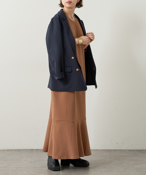 Omekashi(オメカシ)の「Onf(オンフ) カットジョーゼットペプラムドレス(ワンピース・レディース・ブラック/ブラウン・38/36)」の18枚目の写真