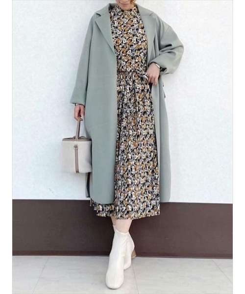 Te chichi TERRASSE（テチチテラス）の「ベルト付チェスターコート（チェスターコート・レディース・グリーン/ネイビー/ベージュ・ﾌﾘ-）」の2枚目の写真