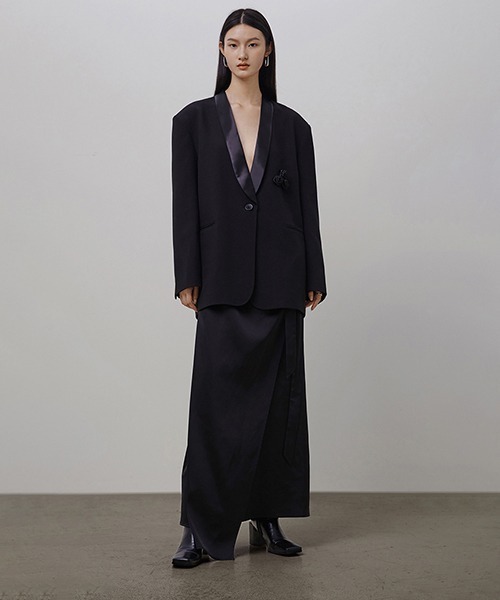 UNSPOKEN(アンスポクン)の「【UNSPOKEN】Half slit A-line long skirt UQ21B021(スカート・レディース・ブラック・S/M/L)」の2枚目の写真