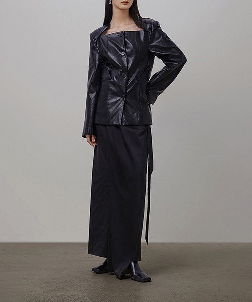 UNSPOKEN(アンスポクン)の「【UNSPOKEN】Half slit A-line long skirt UQ21B021(スカート・レディース・ブラック・S/M/L)」の4枚目の写真