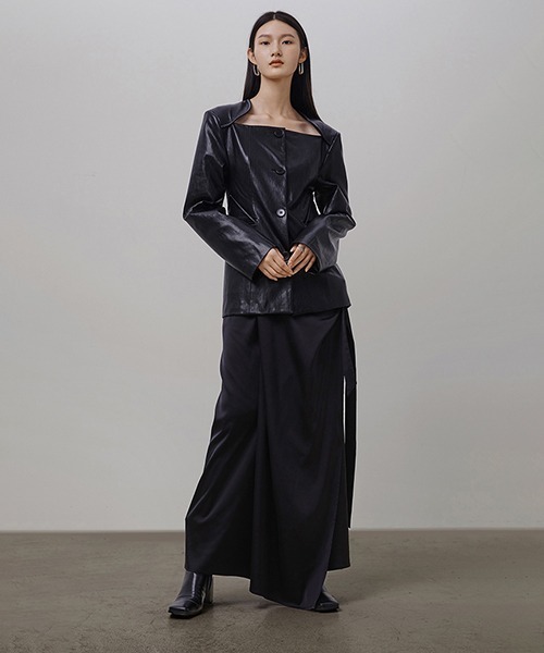 UNSPOKEN(アンスポクン)の「【UNSPOKEN】Half slit A-line long skirt UQ21B021(スカート・レディース・ブラック・S/M/L)」の5枚目の写真