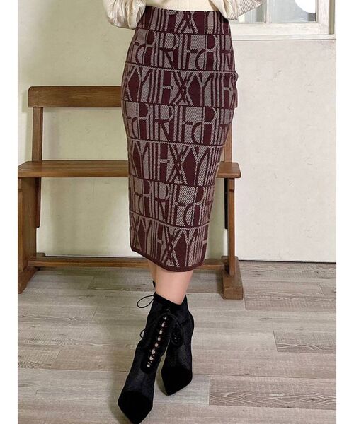 RESEXXY（リゼクシー）の「ランダムパターンニットスカート（スカート・レディース・ブラック/ブラウン/ベージュ・FREE）」の3枚目の写真