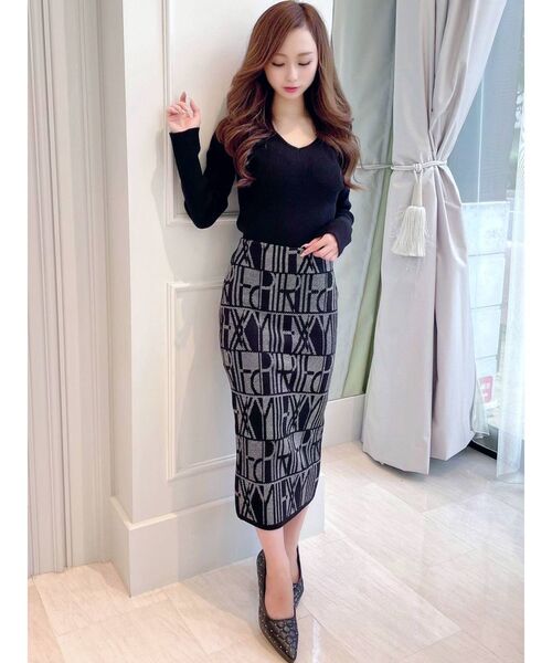 RESEXXY（リゼクシー）の「ランダムパターンニットスカート（スカート・レディース・ブラック/ブラウン/ベージュ・FREE）」の4枚目の写真