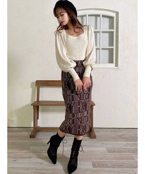 RESEXXY（リゼクシー）の「ランダムパターンニットスカート（スカート・レディース・ブラック/ブラウン/ベージュ・FREE）」の14枚目の写真
