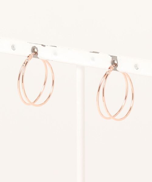Jenny BY IMMANOEL（ジェニーバイイマノエル）の「silver925 　2連デザインフープピアス（ピアス（両耳用）・レディース・シルバー/ゴールド/ピンクゴールド・FREE）」の7枚目の写真