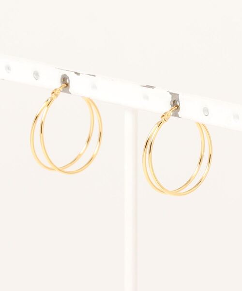 Jenny BY IMMANOEL（ジェニーバイイマノエル）の「silver925 　2連デザインフープピアス（ピアス（両耳用）・レディース・シルバー/ゴールド/ピンクゴールド・FREE）」の5枚目の写真