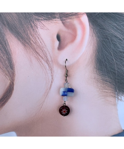 tone(トーン)の「【-lensa-】ミルフィオリガラスの和風ピアス(MA)(ピアス(両耳用)・レディース・ブルー・FREE)」の3枚目の写真