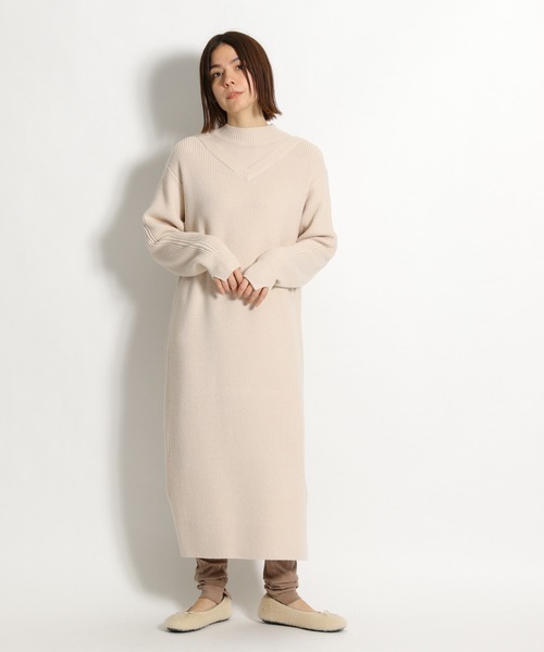 niko and...（ニコアンド）の「洗えるレイヤード風ニットワンピース（ワンピース・レディース・オフホワイト/ブラウン/ネイビー・FREE）」の14枚目の写真