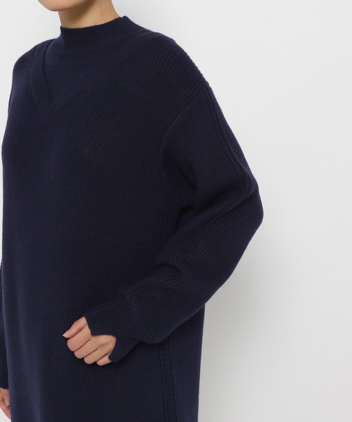 niko and...（ニコアンド）の「洗えるレイヤード風ニットワンピース（ワンピース・レディース・オフホワイト/ブラウン/ネイビー・FREE）」の5枚目の写真