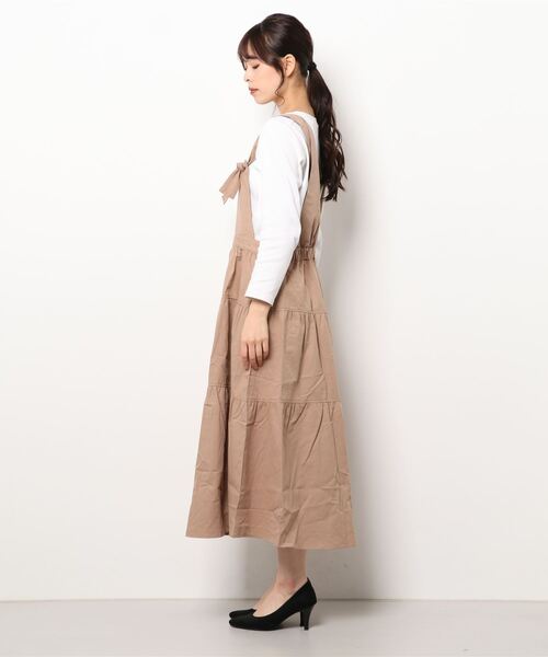 RANAN(ラナン)の「ティアードジャンパースカート(ジャンパースカート・レディース・ベージュ/チャコール/ライトグレー・L/M/LL)」の9枚目の写真