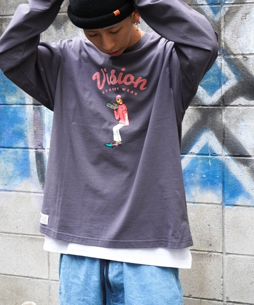 VISION STREET WEAR（ヴィジョンストリートウェア）の「VISION STREET WEAR　ビジョンストリートウエア　ガールプリントロンT（Tシャツ/カットソー・メンズ・チャコールグレー/スカイブルー/オフホワイト・M/L）」の18枚目の写真