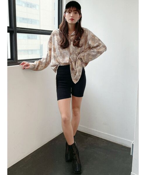 GYDA（ジェイダ）の「ハーフテレコレギンス（レギンス/スパッツ・レディース・ブラック/アイボリー・SMALL）」の5枚目の写真