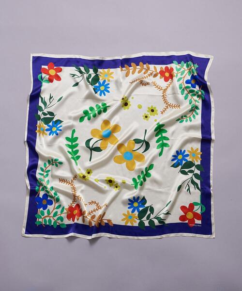 MONKEY TIME（モンキータイム）の「＜monkey time＞ FLOWER SILK SCARF 85/スカーフ（ストール/ショール・メンズ・ライム/ナチュラル・FREE）」の3枚目の写真