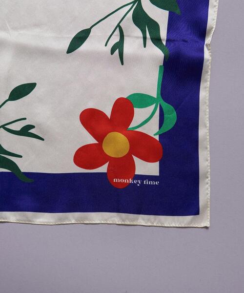 MONKEY TIME（モンキータイム）の「＜monkey time＞ FLOWER SILK SCARF 85/スカーフ（ストール/ショール・メンズ・ライム/ナチュラル・FREE）」の4枚目の写真