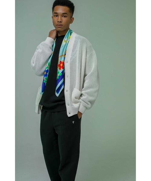 MONKEY TIME（モンキータイム）の「＜monkey time＞ FLOWER SILK SCARF 85/スカーフ（ストール/ショール・メンズ・ライム/ナチュラル・FREE）」の8枚目の写真