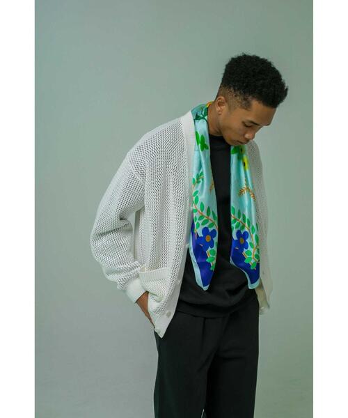 MONKEY TIME（モンキータイム）の「＜monkey time＞ FLOWER SILK SCARF 85/スカーフ（ストール/ショール・メンズ・ライム/ナチュラル・FREE）」の9枚目の写真