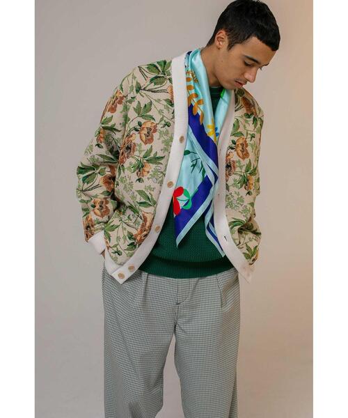 MONKEY TIME（モンキータイム）の「＜monkey time＞ FLOWER SILK SCARF 85/スカーフ（ストール/ショール・メンズ・ライム/ナチュラル・FREE）」の11枚目の写真