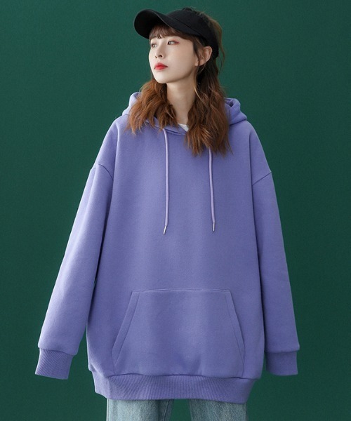 .KOM(ドットコム)の「A'GEM/9 × .kom『.kom/ドットケーオーエム』ルーズシルエット プルオーバーパーカー(パーカー・レディース・ホワイト/ライトブルー/ブラック/パープル/ネイビー/グレー/ピンク/オレンジ/ブルー・M/L/XL)」の7枚目の写真