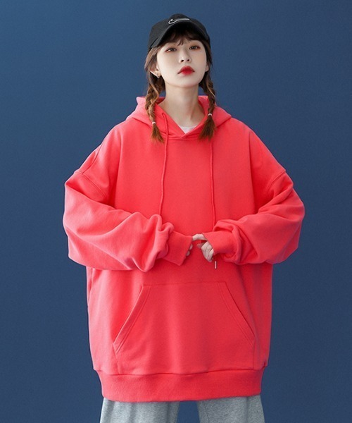 .KOM(ドットコム)の「A'GEM/9 × .kom『.kom/ドットケーオーエム』ルーズシルエット プルオーバーパーカー(パーカー・レディース・ホワイト/ライトブルー/ブラック/パープル/ネイビー/グレー/ピンク/オレンジ/ブルー・M/L/XL)」の8枚目の写真