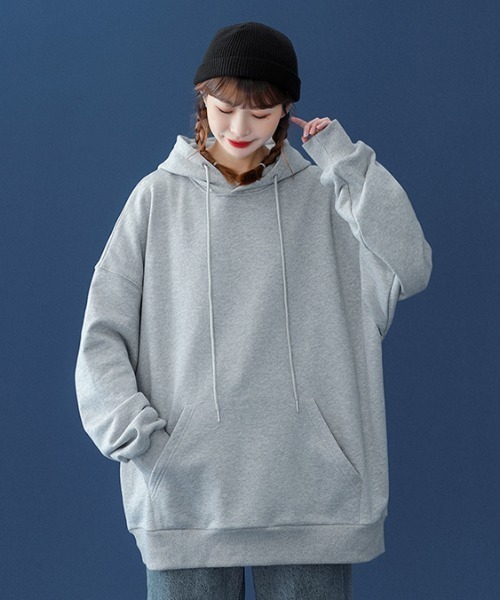 .KOM(ドットコム)の「A'GEM/9 × .kom『.kom/ドットケーオーエム』ルーズシルエット プルオーバーパーカー(パーカー・レディース・ホワイト/ライトブルー/ブラック/パープル/ネイビー/グレー/ピンク/オレンジ/ブルー・M/L/XL)」の19枚目の写真