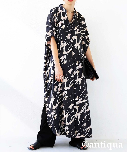 大人に合う 水彩柄スキッパーワンピース ワンピース Antiqua アンティカ のファッション通販 Zozotown